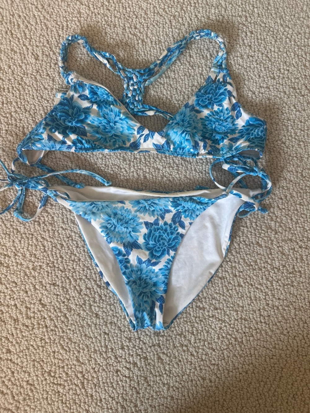 Frankies Bikinis Kaia Top & Bottoms in Blue Dahlia Set